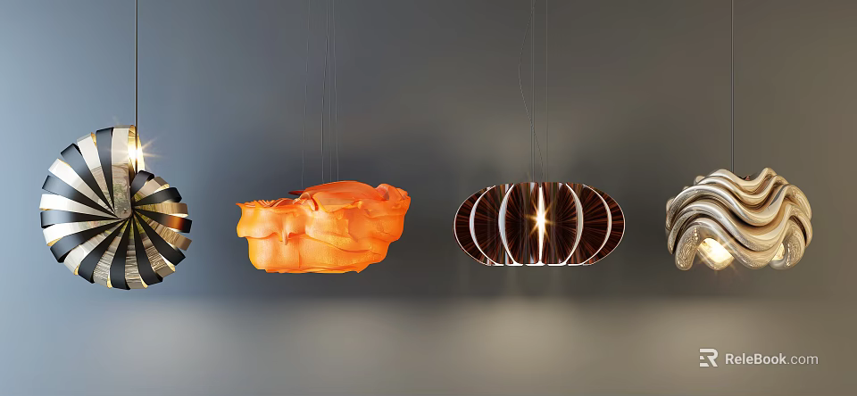 Unique Creative Pendant Lights With Modern Shapes And Colorful Design Elements 3d model 