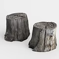 Natural Wooden Tree Stumps With Various Sizes Detailed Growth Rings And Textures