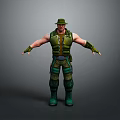 Game Movie Character In Military Style Green Tactical Vest With Hat Gloves And Boots
