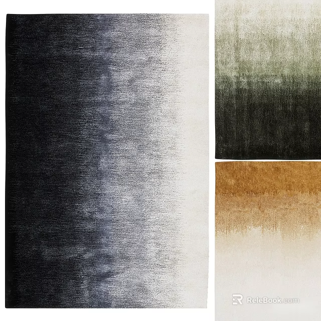 Modern Square Carpet With Gradient Color Patterns In Dark Green Brown And Beige Tones 3d model 
