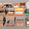 Assorted Traditional And Modern Market Stalls With Colorful Roofs And Designs