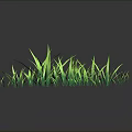 Fresh Lush Green Grass With Reflection On Dark Background Surface