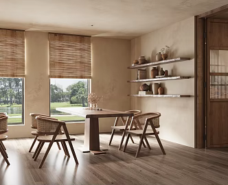 The restaurant interior dining table and chair combination ware crockery 3d model