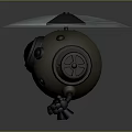 Sci Fi Mechanical Creature Character With Green Eye And Propeller Design