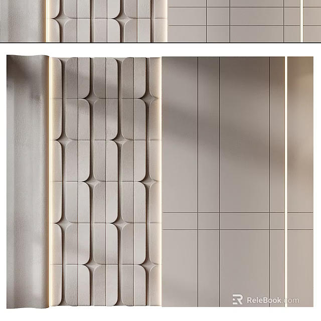Modern Background Wall Design With Textured Geometric Tiles And Smooth Surface 3d model 