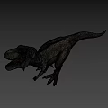 Green T-Rex Dinosaur Model With Open Mouth In Red Rock Natural Setting