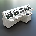 White Commercial Control Console Equipment With Multiple Displays And Control Panels 3d model