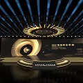 Modern Stage Design With Circular Lighting Effects And LED Backdrop Setup 3d model