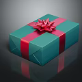 Decorative Green Gift Box With Red Ribbon And Festive Bow For Daily Living Use