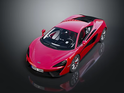 Red Sports Car With Sleek Aerodynamic Design Black Roof And Alloy Wheels 3d model
