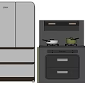 Modern Kitchen Appliances Featuring Sleek Refrigerator And Integrated Cooker For Stylish Kitchens