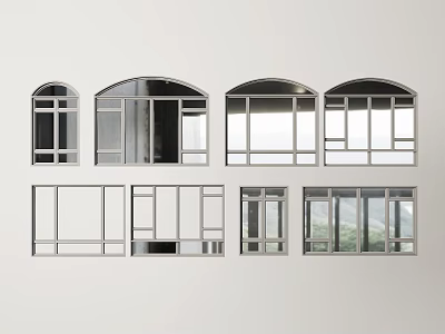 Modern window combination casement window household curved window floor window plastic steel window glass partition door and window balcony door and window broken bridge aluminum window 3d model