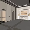 Elegant Hotel Lobby Interior Featuring Piano Chandelier Large Windows Sofa Seats And Circular Platform