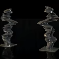 Modern Landscape Sculptures With Twisted Spiral Design And Sleek Reflective Finish