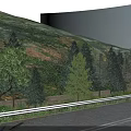 Swing Doors With Green Mountain Vegetation And Roadside Guardrail View