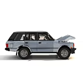 Low Poly SUV Car With Open Hood And Detailed Exterior Design