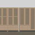 Modern Wooden Wardrobe Design With Lattice Panel Doors And Drawer Storage