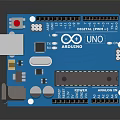 Blue Arduino UNO Development Board With Digital Analog Pins And Components