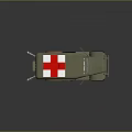 Vintage Military Green Ambulance With White Cross Markings And Red Door Design