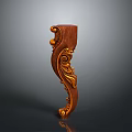 Elegant Wooden Decorative Furniture Leg with Intricate Carvings and Gold Accents
