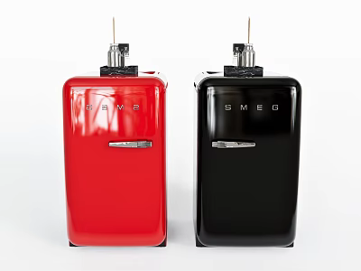 SMEG Retro Style Compact Refrigerators in Red and Black Colors 3d model
