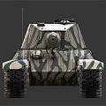 Highly Detailed Military Tank With Green White Camouflage And Metal Tracks
