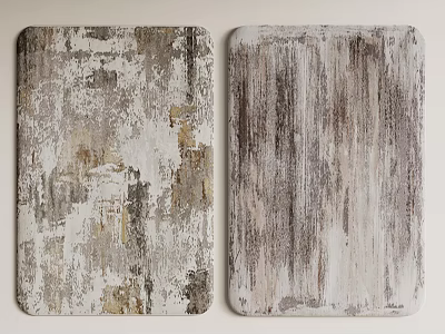 Vintage Distressed Square Rugs With Neutral Gray Beige Brown Textured Patterns 3d model