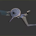 Futuristic Witch Character With White Hair Witch Hat And Blue Purple Outfit In Flying Pose
