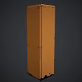 Orange Tall Cabinet With Double Doors And Metal Hinges Simple Design