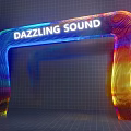 Vibrant Colorful Neon Archway Featuring Dazzling Sound Text And Grid Design
