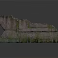 Weathered Natural Stone Bench With Moss Covered Surface And Rough Texture