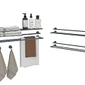 Bathroom Hardware Tools Including Wall Mounted Towel Racks Shelf With Towels And Toiletries