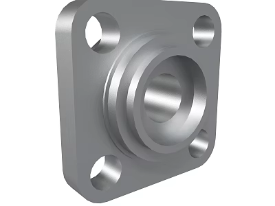 Square Metal Flange Industrial Mechanical Component With Four Mounting Holes And Circular Center Connection 3d model