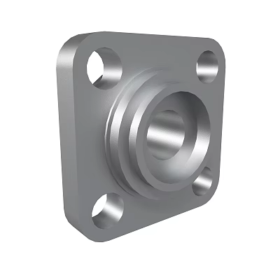 Square Metal Flange Industrial Mechanical Component With Four Mounting Holes And Circular Center Connection 3d model