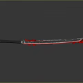 Modern Decorative Blade With Black Handle Red Patterns And Reflective Surface