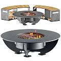 Garden Decor Metal Round Fire Pit With Stacked Firewood Logs For Outdoor Use