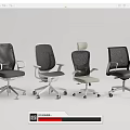 Ergonomic Office Chairs With Mesh Back And Adjustable Features In Various Styles 3d model