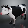 Low Poly 3D Cow Model With Black And White Stylized Character Design 3d model
