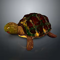 Reptile Tortoise With Red And Green Patterned Shell Green Head And Brown Limbs