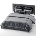Modern Gray Bed With Soft Bedding Decorative Pillows And Upholstered Headboard 3d model