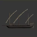 Wooden Ancient Sailing Ship Model With Multiple Masts Detailed Sails And Intricate Hull