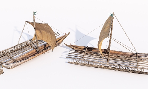 modern boat wooden boat small boat sailing boat 3d model