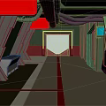 Sci Fi Corridor Interior With Green Structures Red Accents Control Panels And Illuminated Doorway