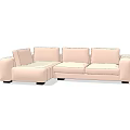 Modern Light Pink L Shaped Sectional Sofa With Comfortable Seats 3d model