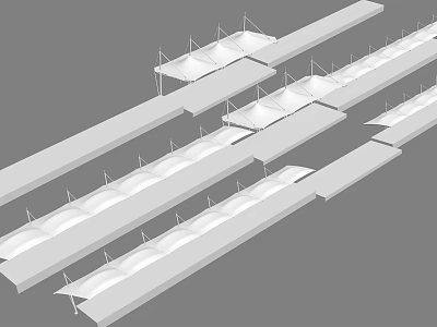 Public Facilities Featuring Long Canopy Structures And Support Frames For Outdoor Areas 3d model