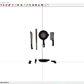 Essential Kitchen Utensils Including Long Knife Rolling Pin Frying Pan And Cleaver