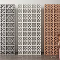 Room Dividers Gray White Brown with Geometric Lattice Patterns for Interior Decoration 3d model