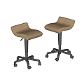 Two Modern Beige Office Chairs with Adjustable Height and Caster Wheels 3d model