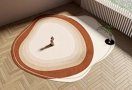 Middle ancient style irregular carpet shaped carpet sofa coffee table carpet 3d model