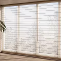Modern Window Blinds In Bright Interior Room With Natural Light And Green Plant